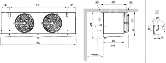 výparník ECO - Luvata GCE252G6, 2.28 kW (dT 8 st., R404) bez odtávání